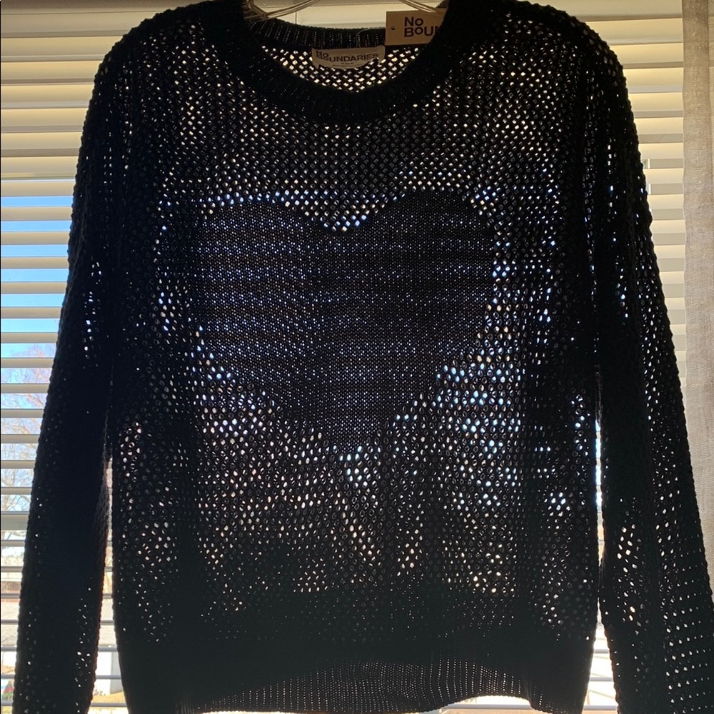 Black crochet top with HEART  NWT